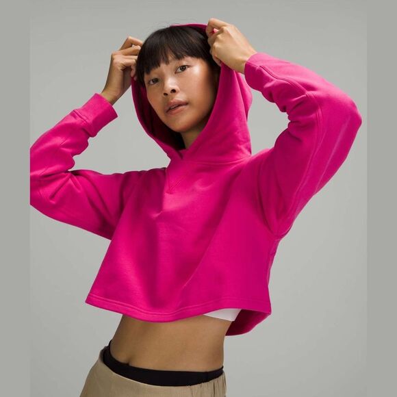 Lululemon All Yours Cropped Hoodie in Sonic PinkMedium